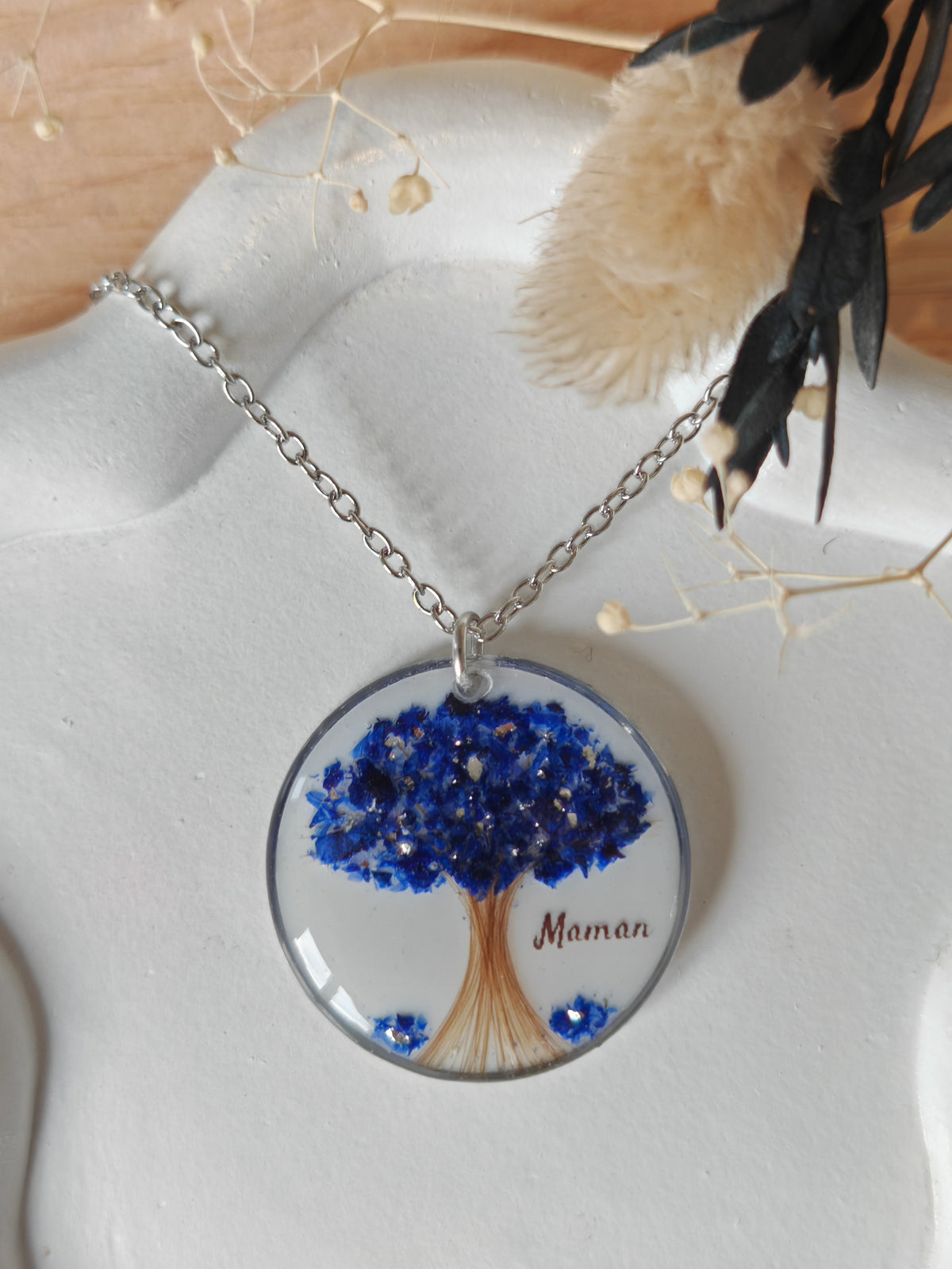Collier arbre de vie fleuri