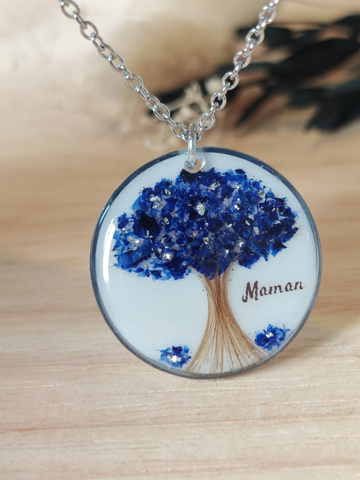 Collier arbre de vie fleuri